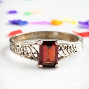 Sterling Silver 925 Garnet Ring SZ 10